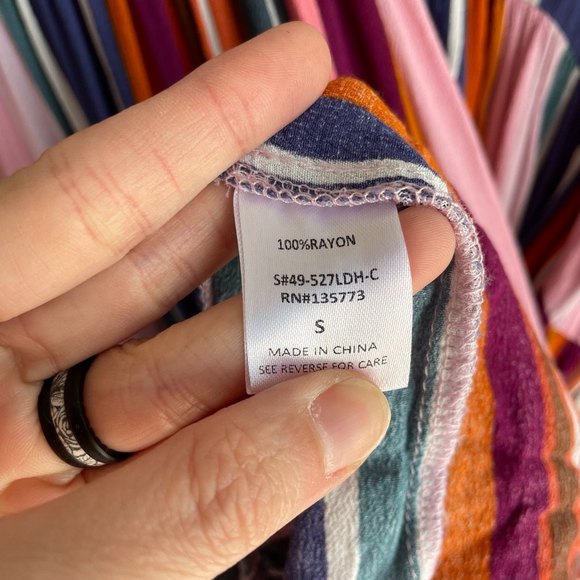 Karlie Rayon Multicolor Striped Ladies Party Dress, S - Picture 4 of 4